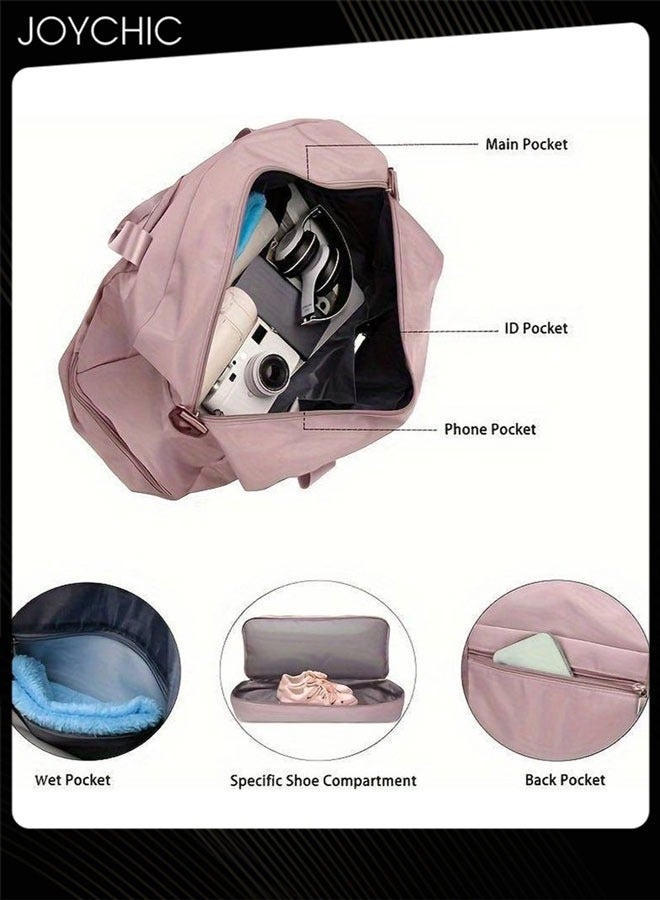 Joychic Lightweight Travel Garment Bags Large Capacity Wear-resistant Sport Training Handbag with Dry and Wet Pocket & Shoes Compartment for Yoga Fitness Outdoor Pink  - Image 3