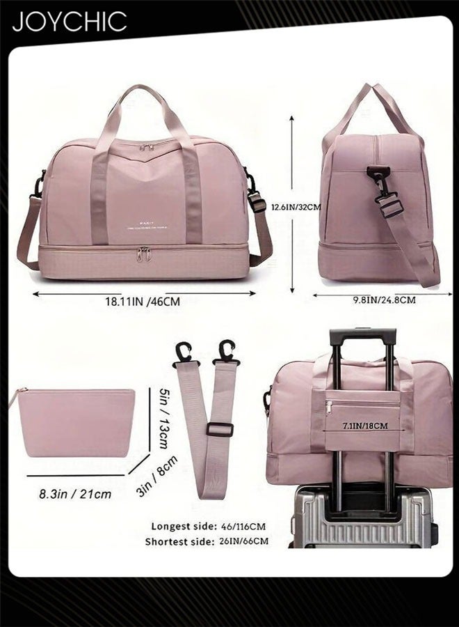 Joychic Lightweight Travel Garment Bags Large Capacity Wear-resistant Sport Training Handbag with Dry and Wet Pocket & Shoes Compartment for Yoga Fitness Outdoor Pink  - Image 5