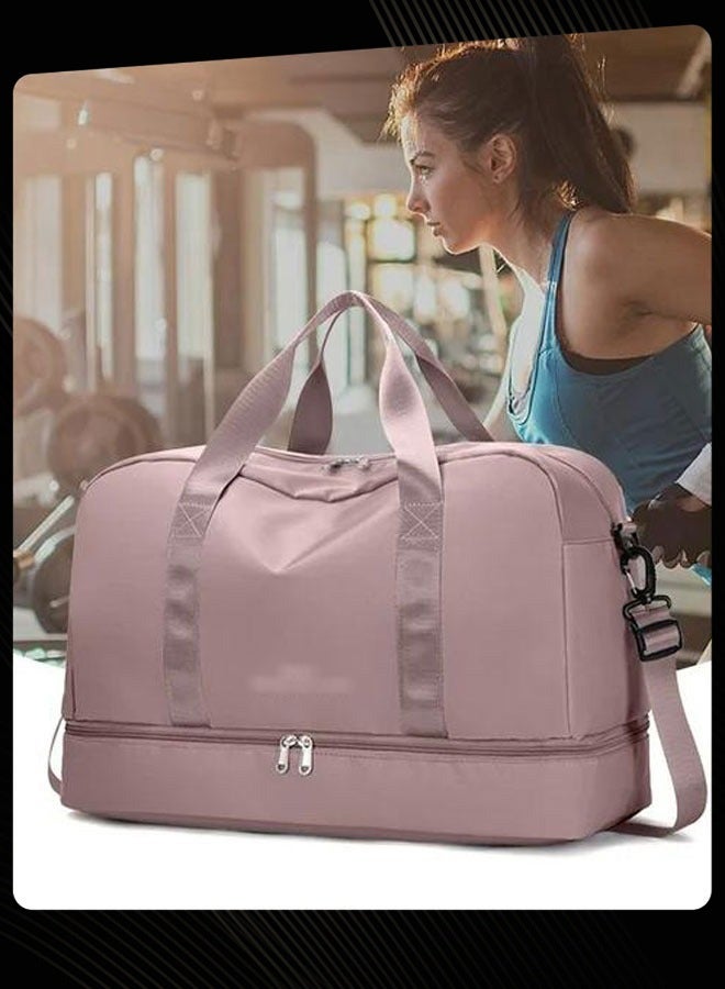 Joychic حقائب ملابس سفر خفيفة الوزن بسعة كبيرة مقاومة للاهتراء حقيبة تدريب رياضية مع جيب جاف ورطب وحجرة للأحذية لليوغا واللياقة البدنية في الهواء الطلق باللون الوردي - Image 1