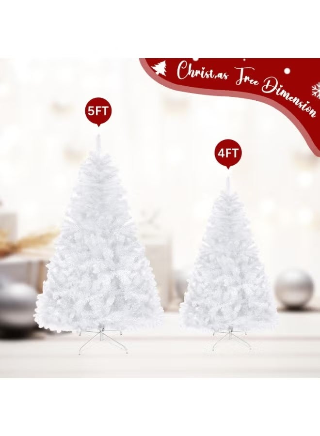 5ft Artificial Christmas Tree, Arbol de Navidad with 600 Branch Tips, Premium North Valley Spruce with Foldable Base Stand, Xmas Tree for Home, Office,Party Decoration-White - Image 3
