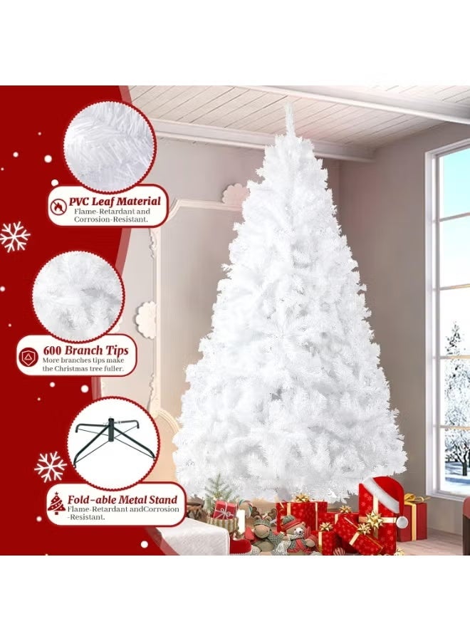 5ft Artificial Christmas Tree, Arbol de Navidad with 600 Branch Tips, Premium North Valley Spruce with Foldable Base Stand, Xmas Tree for Home, Office,Party Decoration-White - Image 5