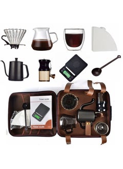 Generic V60 Coffee Travel Set-Include Coffee Scale Glass Dripper, Manual Grinder, Pour Over Kettle, Paper Filters, Double Wall Mug for Camping Personal Bar Coffee Maker (8 in 1 Coffee Makers)  - Image 1