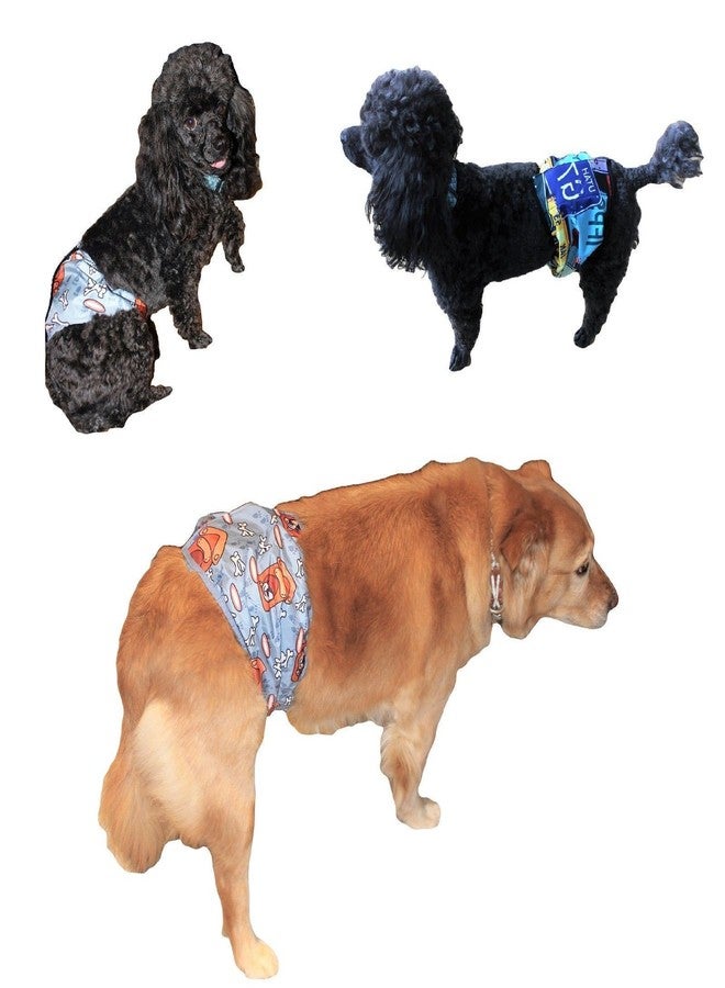 FDC Leak Proof Waterproof Diapers Dog Belly Band Male Wrap Washable Reusable Absorbent Pad Lined for Small Medium Large Pets Black (XXXL: Waist 20" - 27", Gray Dog) - Image 3