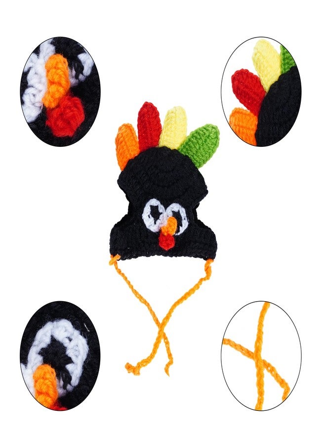 SUMERSHA Cat Turkey Hat Pet Costume Knitted Cap Crochet Hat for Small Dog Kittens for Thanksgiving Halloween Party (Black) - Image 3