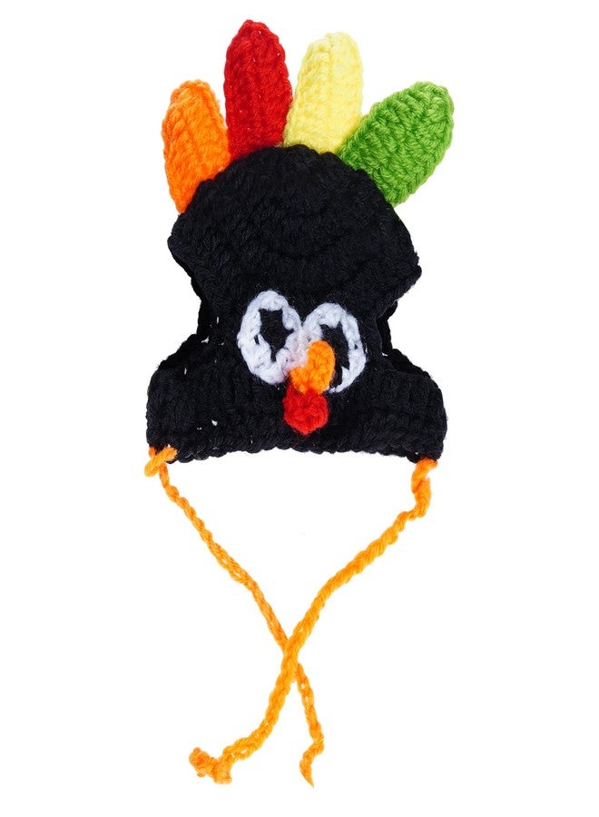 SUMERSHA Cat Turkey Hat Pet Costume Knitted Cap Crochet Hat for Small Dog Kittens for Thanksgiving Halloween Party (Black) - Image 4