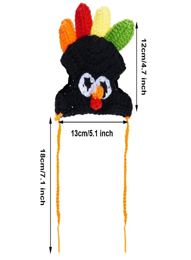 SUMERSHA Cat Turkey Hat Pet Costume Knitted Cap Crochet Hat for Small Dog Kittens for Thanksgiving Halloween Party (Black) - Image 2