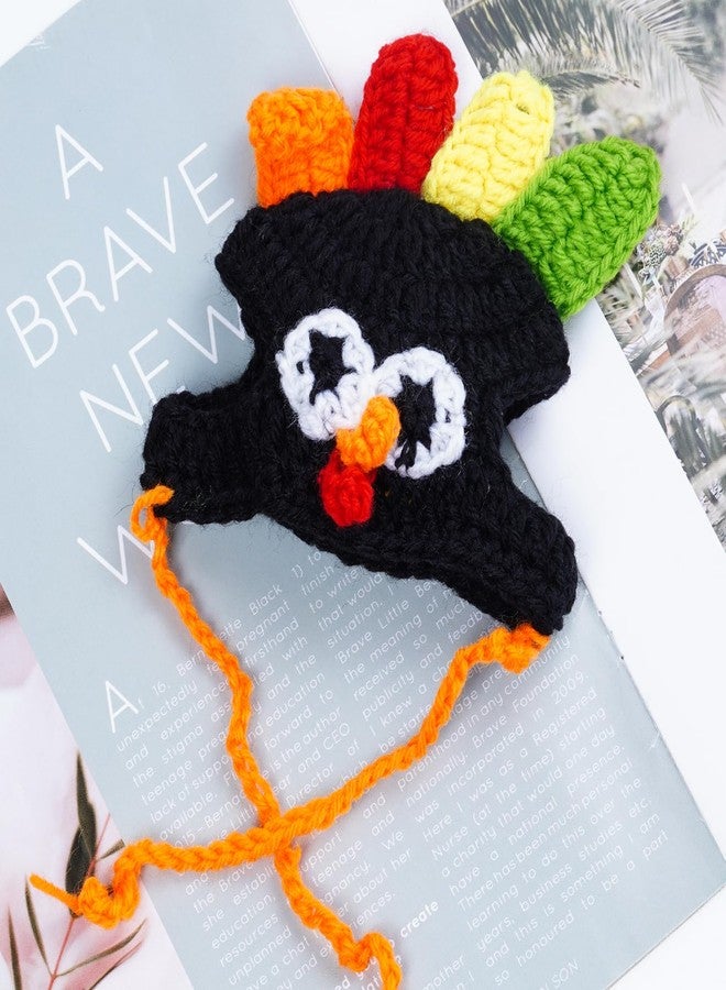 SUMERSHA Cat Turkey Hat Pet Costume Knitted Cap Crochet Hat for Small Dog Kittens for Thanksgiving Halloween Party (Black) - Image 5
