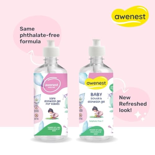 awenest Baby Liquid Cleanser 500 ml,100% Plant-based Natural Bottle Cleaning Gel, Baby Dishwash, Fragrance and Allergen Free, Certified Toxin-free for Bottles, Pump Parts, toys and more, No Sulphates - Image 2