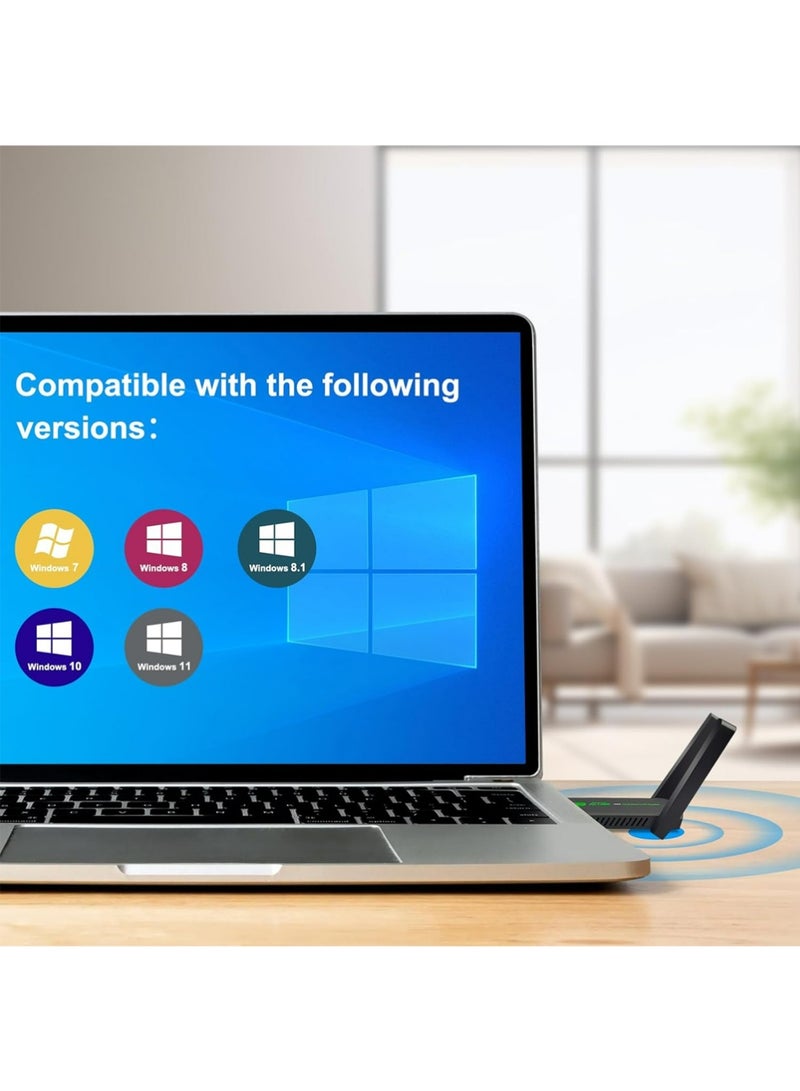 X-level USB WiFi Adapter,AC1300Mbps Dual Band 5dBi High Gain Antenna 2.4GHz/ 5GHz Wireless Network Adapter for PC，Supports Windows /8/10/11 - Image 5