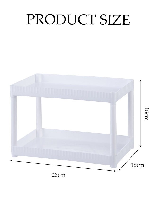 DUNISO Double Layer Desktop Storage Rack, Kitchen Seasoning Sorting Rack, Multifunctional Dressing Table Storage Rack, With Raised Edges, Sturdy And Durable, Suitable For Offices, Kitchens, Bedrooms, Bathrooms, 28 * 18 * 18cm, White  - Image 3