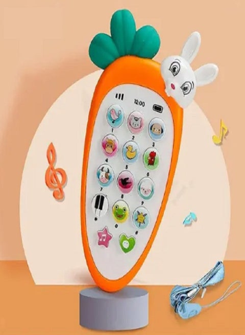 Phone Toy - Phone for Babies, Music and Lighting (Carrot & Rabbit Shape) Orange