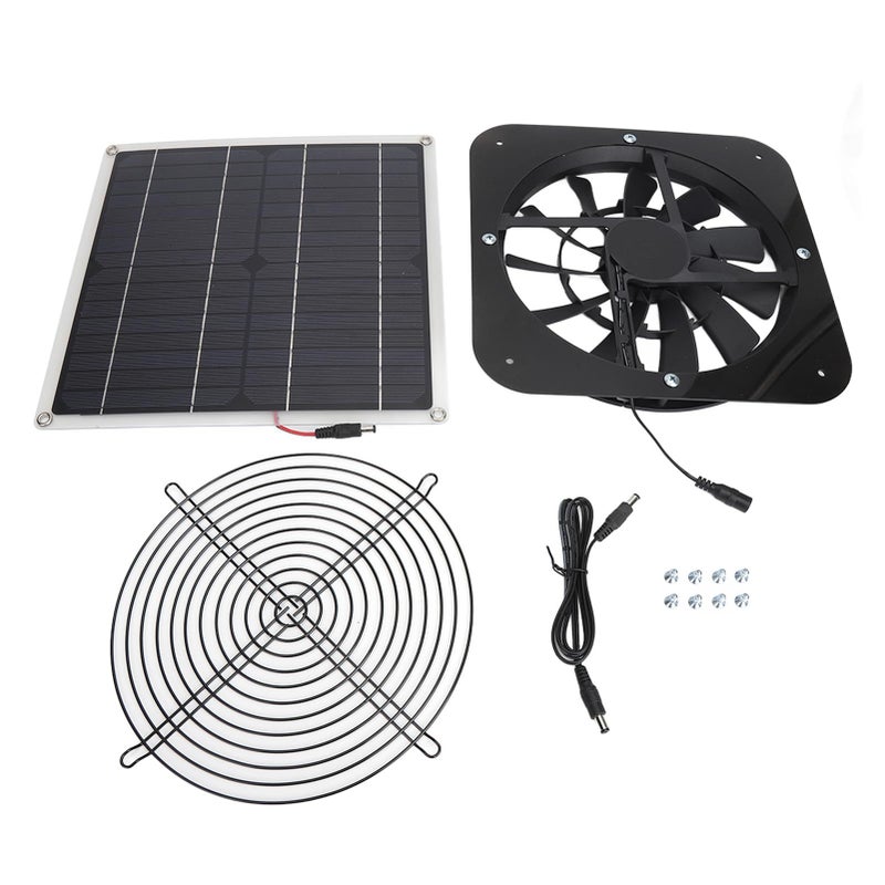 Solar Exhaust Fan 100W 10 Inch Black for Shed Greenhouse Energy Efficient Ventilation - Image 2