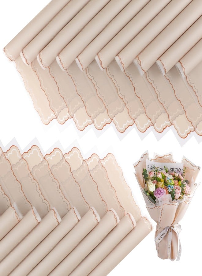 FUHITIM 20 Sheets Flower Wrapping Paper - Waterproof Floral Bouquet Wrapping Paper, Florist Supplies Packaging Paper for Wedding Birthday Gift DIY (Khaki) - Image 1