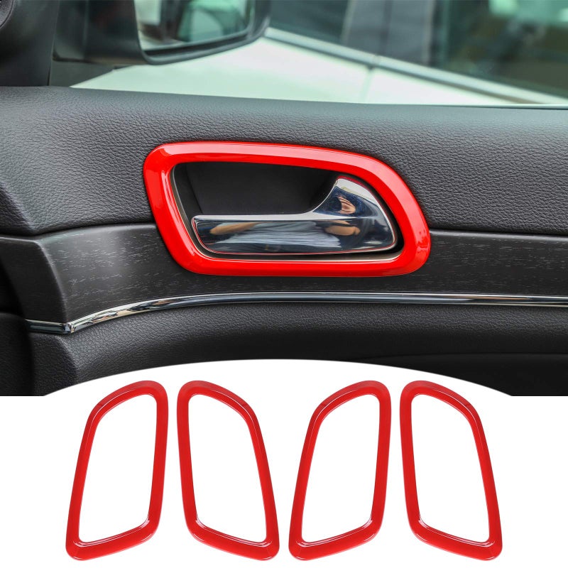 CheroCar for Jeep Grand Cherokee Inner Door Handle Bowl Decoration Ring Trim Cover for Jeep Grand Cherokee 20112025 Interior Accessories Red