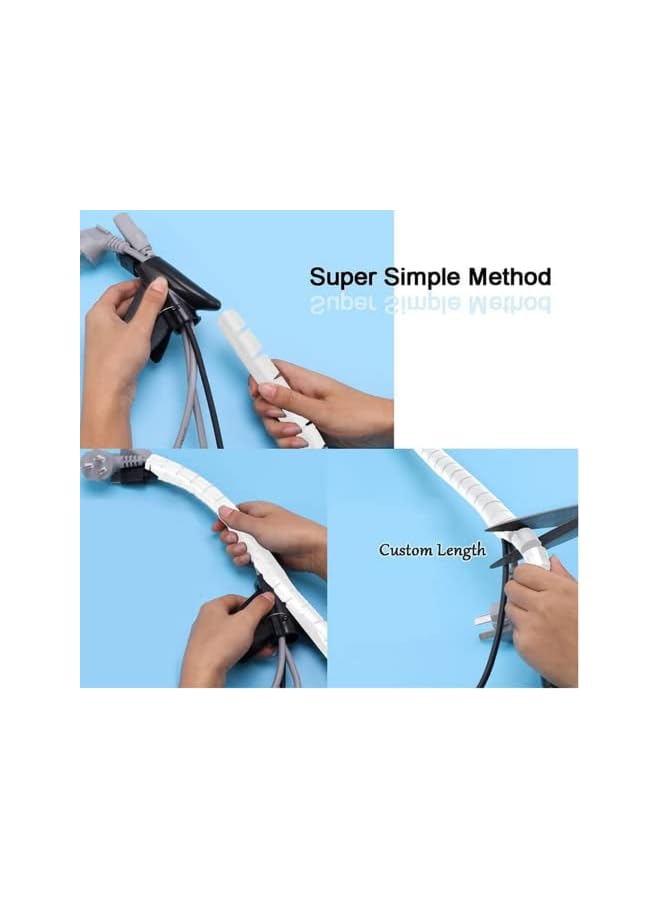 promass Cable Tidy Sleeve TV Cable Management Solution Wire Tidy to Hide Organise & Protect Cables 1.5m length/28mm Outer Diameter - White - Image 4