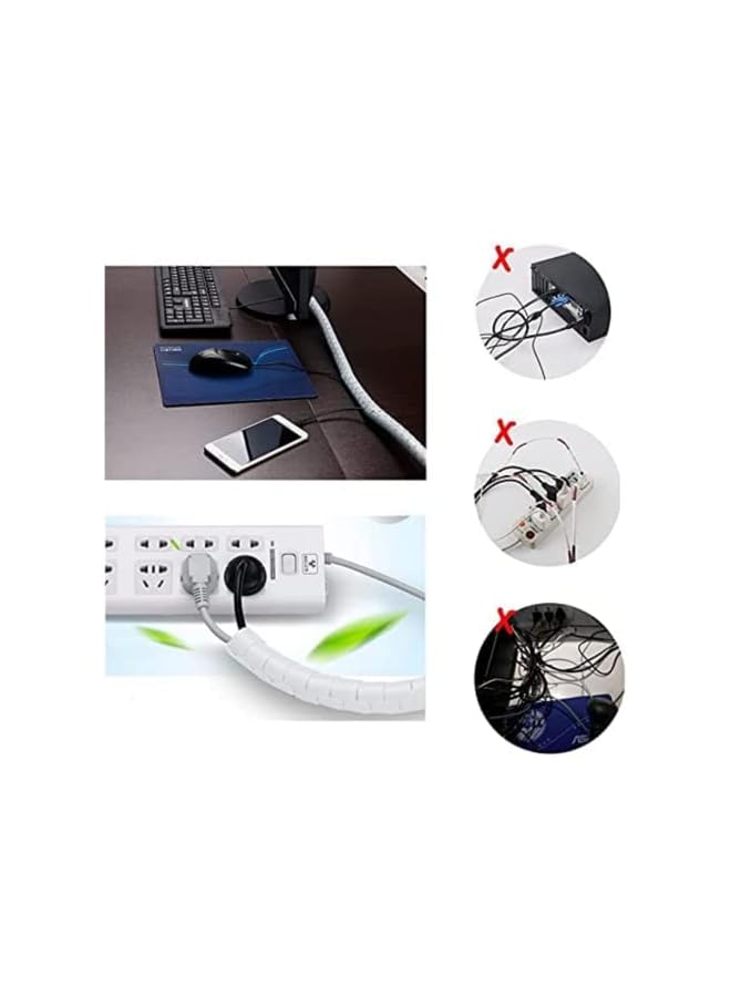 promass Cable Tidy Sleeve TV Cable Management Solution Wire Tidy to Hide Organise & Protect Cables 1.5m length/28mm Outer Diameter - White - Image 5