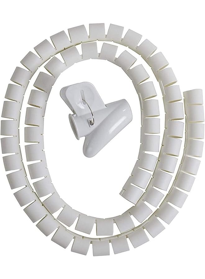 promass Cable Tidy Sleeve TV Cable Management Solution Wire Tidy to Hide Organise & Protect Cables 1.5m length/28mm Outer Diameter - White - Image 1