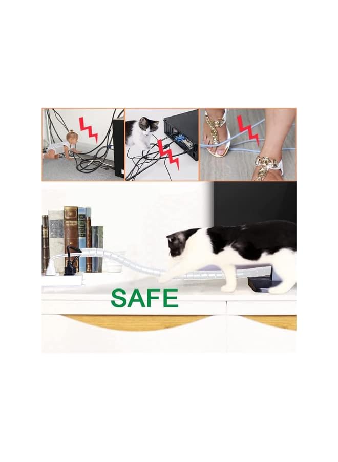 promass Cable Tidy Sleeve TV Cable Management Solution Wire Tidy to Hide Organise & Protect Cables 1.5m length/28mm Outer Diameter - White - Image 3