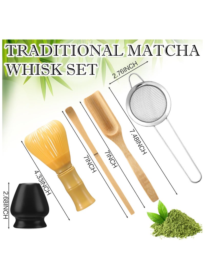 يلا بيك طقم خفاقة ماتشا ٥ قطع، طقم شاي ياباني تقليدي كامل مع خفاقة راتنجية، ومُنخل، وملعقة، وحامل لتحضير مسحوق الشاي الأخضر ماتشا، هدية مثالية لعشاق الشاي - Image 2