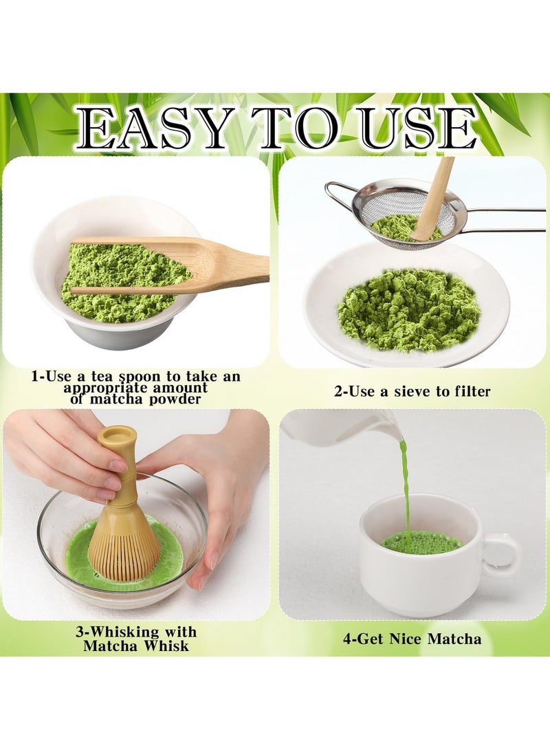 يلا بيك طقم خفاقة ماتشا ٥ قطع، طقم شاي ياباني تقليدي كامل مع خفاقة راتنجية، ومُنخل، وملعقة، وحامل لتحضير مسحوق الشاي الأخضر ماتشا، هدية مثالية لعشاق الشاي - Image 3