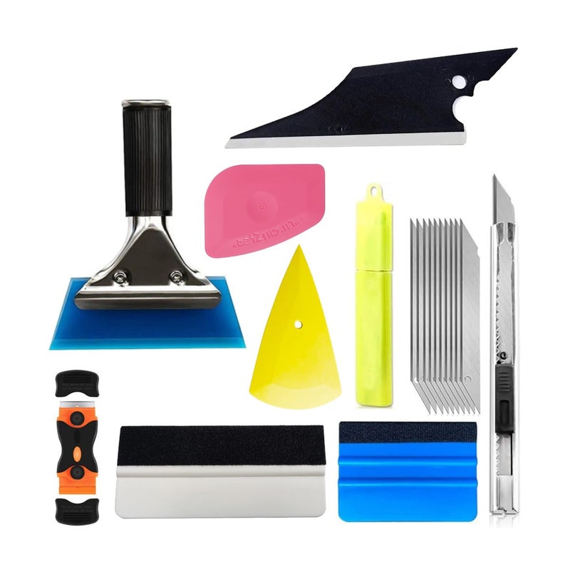 Mandark 18PCS Car Window Tint Kit, Vehicle Glass Protective Film Wrapping Installation Set, Auto Vinyl Wrap Tinting Tools Included Squeegees, Felt Squeege, Cutting Knife with Blades - Image 1