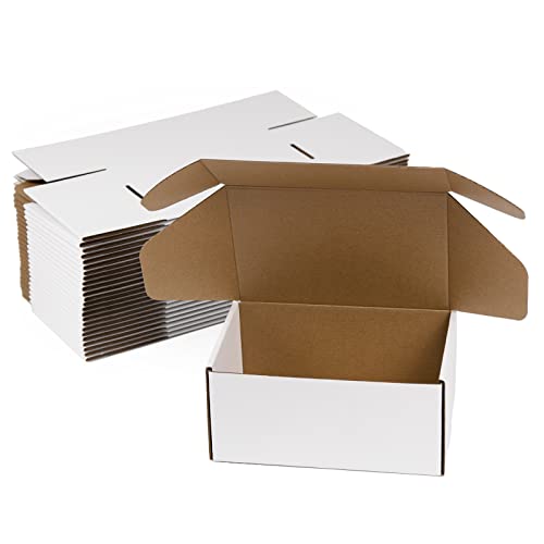 Sodissa 9x6x4 Inches Shipping Boxes Pack of 25, White Corrugated Cardboard Boxes for Small Bussiness - Image 1