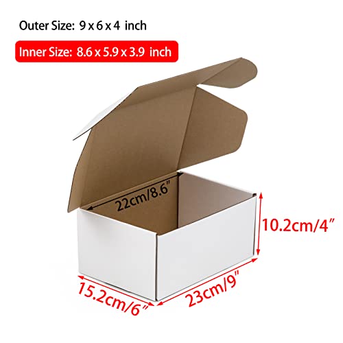 Sodissa 9x6x4 Inches Shipping Boxes Pack of 25, White Corrugated Cardboard Boxes for Small Bussiness - Image 2