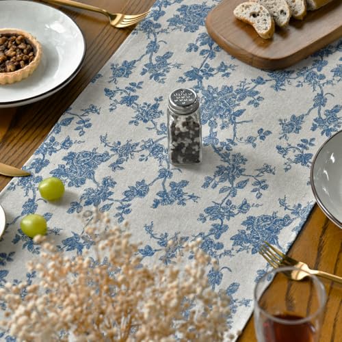 Artoid Mode Monochrome Sketch Branch Toile Textures Chinoiserie Cotton Dark Grey Table Runner Seasonal Retro Vintage Kitchen Dining Table Decoration for Home Party Decor 13x36 Inch - Image 3