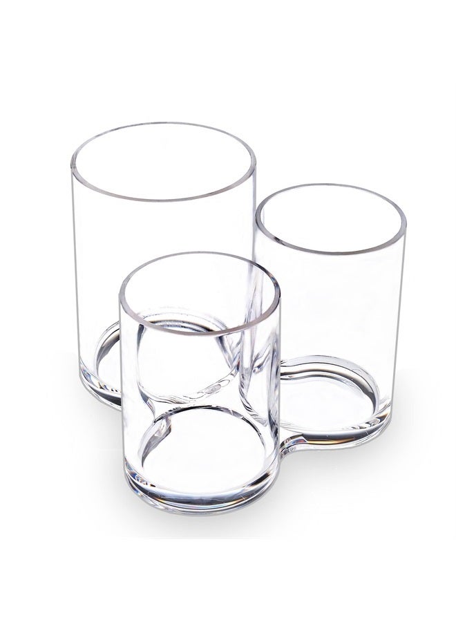 MOSIKER Makeup Brush Holders,Acrylic Clear Cosmetic Storage Organizer with Round Compartments (3 Connected Towers) - Image 1