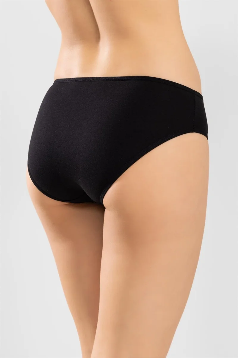 Baykar Women's White Lace Detailed Cotton Classic Women's Panties 3-Pack 8251 Black
