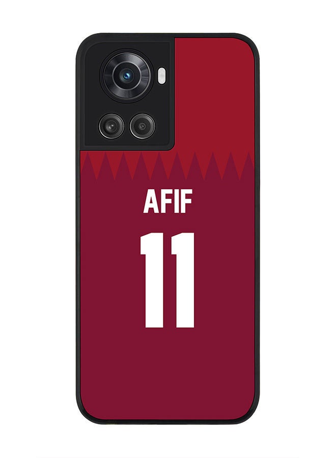 Stylizedd Rugged Black edge case for OnePlus 10R 5G/OnePlus Ace 5G Slim fit Soft Case Flexible Rubber Edges Anti Drop TPU Gel Thin Cover - Football Team - Qatar Player Name - Afif - Image 1