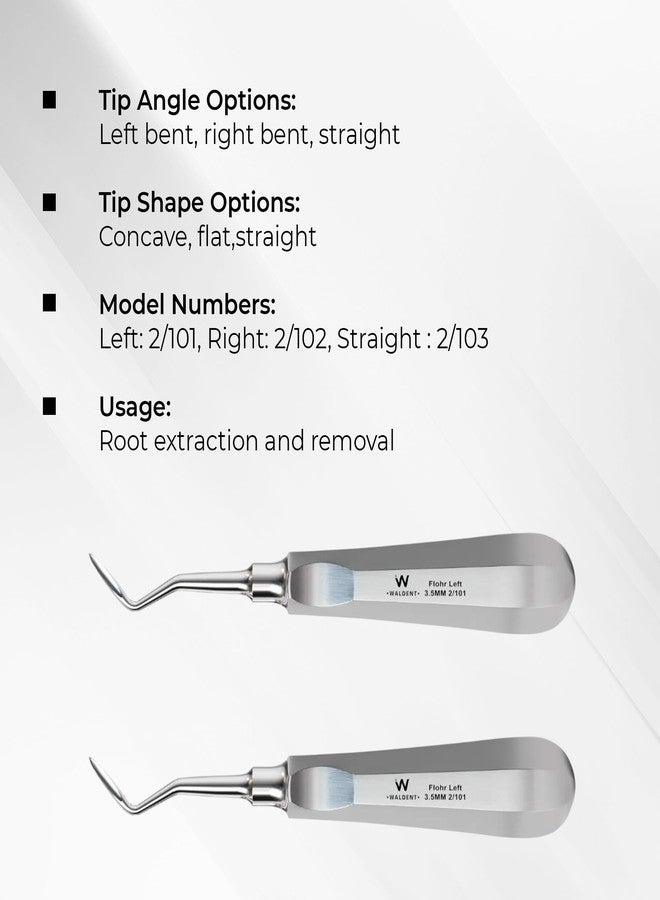WALDENT رافعة جذر الأسنان Waldent Flohr - يسار (2/101) | أداة خلع أسنان لرفع شظايا الجذر | طرف دقيق | فولاذ مقاوم للصدأ | أداة جراحية قابلة لإعادة الاستخدام والتعقيم - Image 4