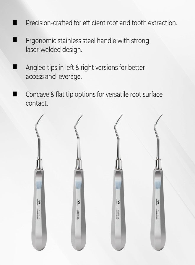 WALDENT رافعة جذر الأسنان Waldent Flohr - يسار (2/101) | أداة خلع أسنان لرفع شظايا الجذر | طرف دقيق | فولاذ مقاوم للصدأ | أداة جراحية قابلة لإعادة الاستخدام والتعقيم - Image 5