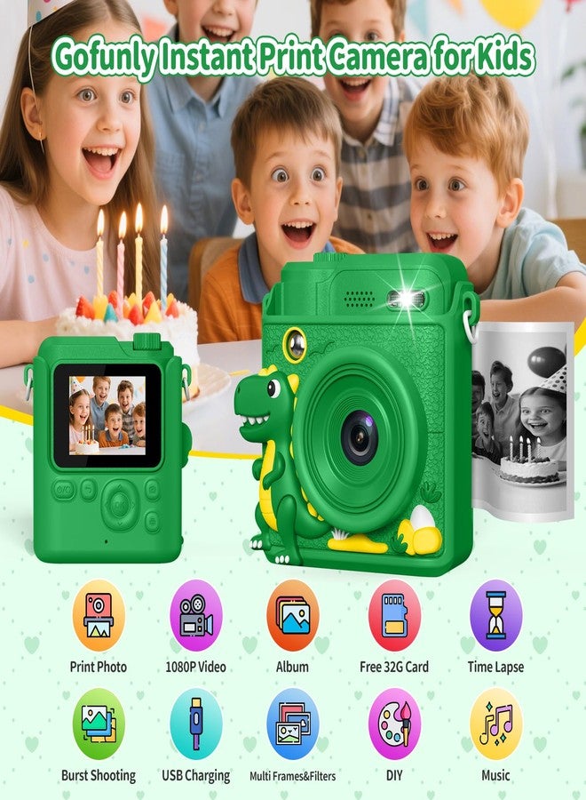 Gofunly Kids Camera Instant Print: 6 Layers of Protection Kids Camera, Prints in 1 Second, 5 Rolls of Printing Paper with 32Gb Card, Creative Birthday Gifts for Age 4-10 Girls Boys - Image 2