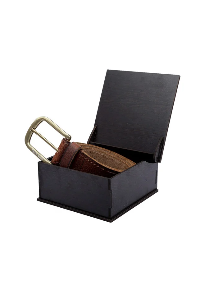 Bacca Bucci Bourbon Brown Men's Brown Textured Leather Belt with Tang Closure for Men | Best Price UAE