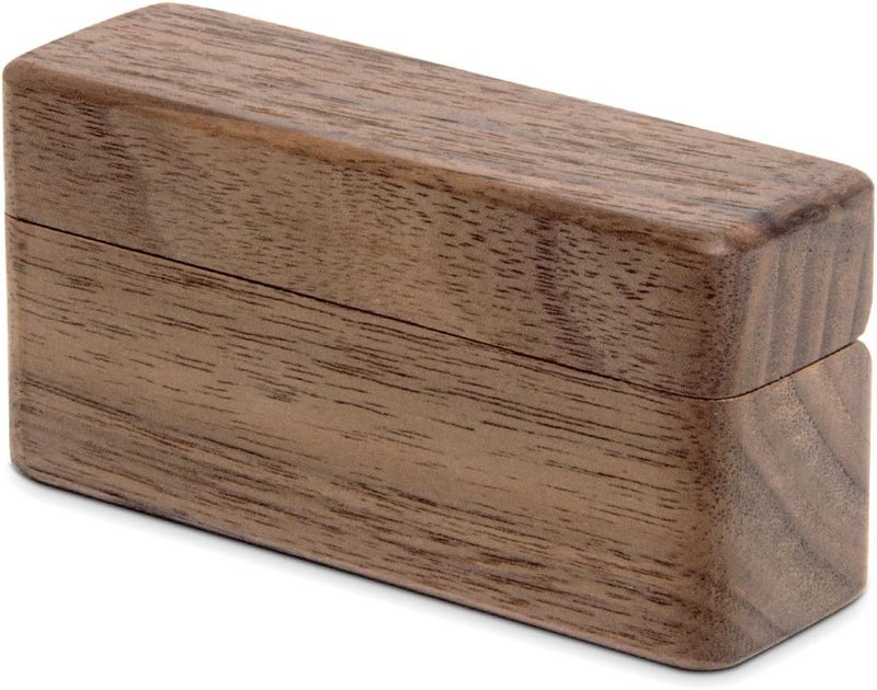 Wislist Ring Bearer Box for Wedding Ceremony Blank DIY Engraved Wooden Ring Holder for 2 Rings (Walnut Wood) - Image 5