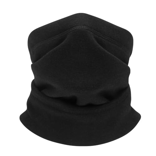 PrimeBox Fleece Neck Warmer Gaiter 1 Pack Windproof Face Mask for Men & Women for Outdoor Ski Running Cycling Motorcycle in Cold Weather Winter Black Color - Image 1