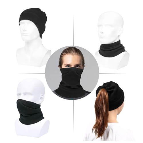 PrimeBox Fleece Neck Warmer Gaiter 1 Pack Windproof Face Mask for Men & Women for Outdoor Ski Running Cycling Motorcycle in Cold Weather Winter Black Color - Image 2