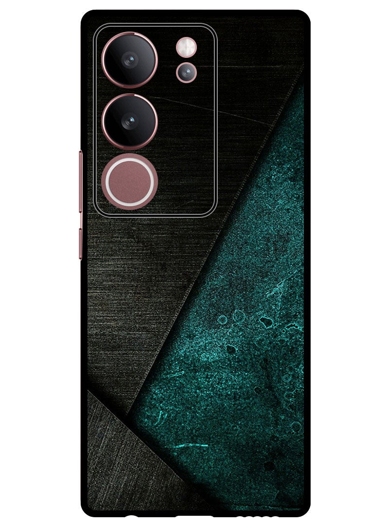 Theodor غطاء واقي مضاد للخدش ومقاوم للصدمات لهاتف Vivo S17 - S17 Pro باللون الأسود والنمط الأخضر الداكن - Image 1