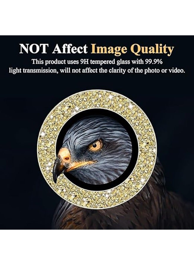For Samsung Galaxy S24 Ultra Camera Lens Protector, Glitter Bling Tempered Glass Camera Screen Protector Individual Metal Ring Lens Cover for Galaxy S24 Ultra Accessories, 1 Set (Gold Glitter) - Image 4