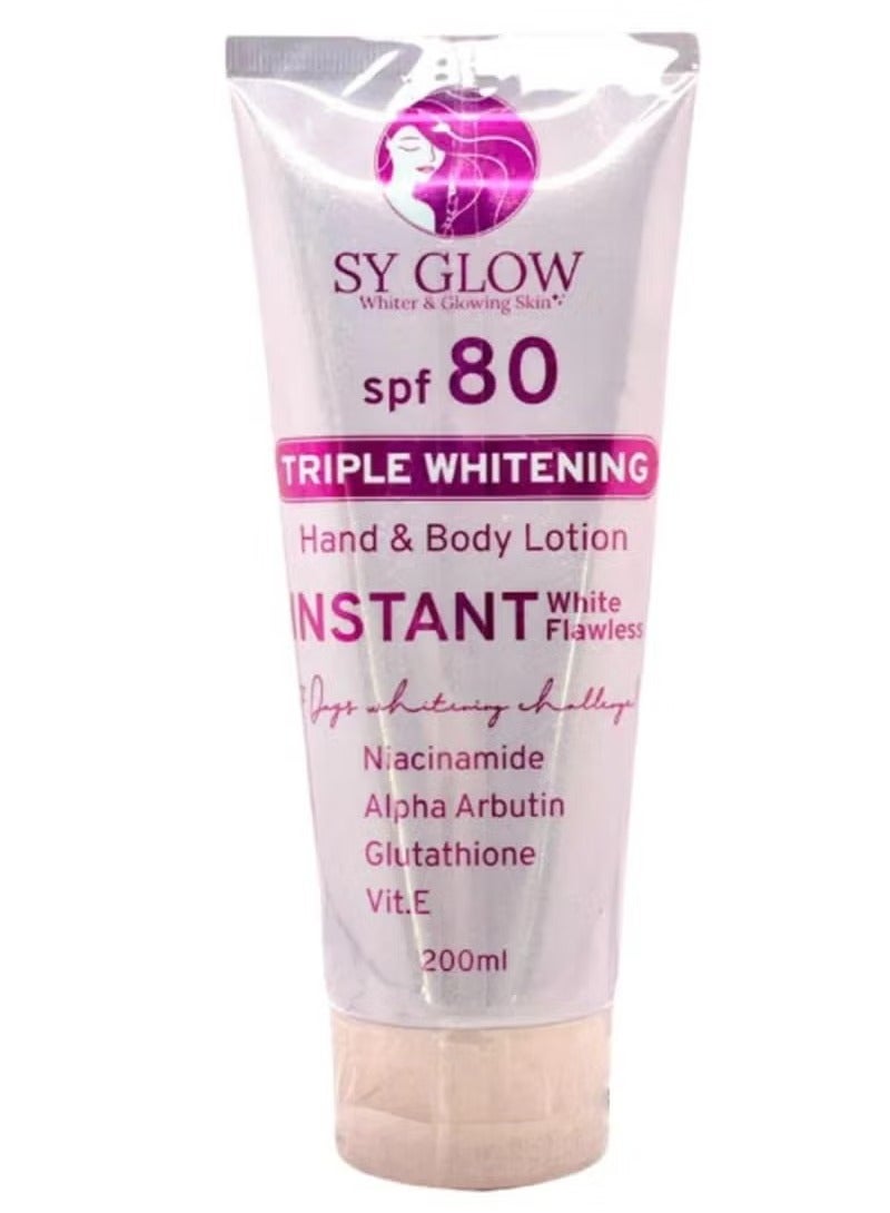 SY GLOW spf 80(Triple Whitening Hand and Body Lotion) INSTANT White Flawiess Niacinamid Alpha Arbutin Glutathione Vit.E 200ml