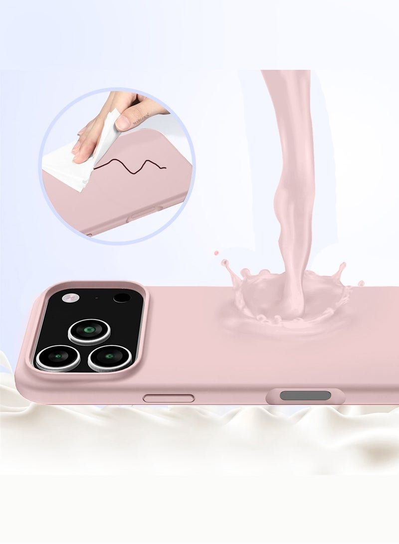 CATANES 2 Packs Silicone Protective Phone Case for iPhone 17 Pro - Soft Anti-Scratch Microfiber Lining Ultra Slim Drop Protection Phone Cover with Privacy Screen Protector - Sand Pink - Image 3