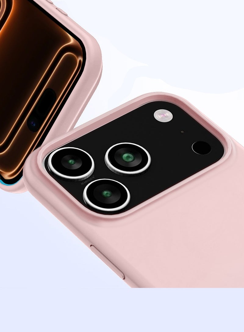 CATANES 2 Packs Silicone Protective Phone Case for iPhone 17 Pro - Soft Anti-Scratch Microfiber Lining Ultra Slim Drop Protection Phone Cover with Privacy Screen Protector - Sand Pink - Image 2