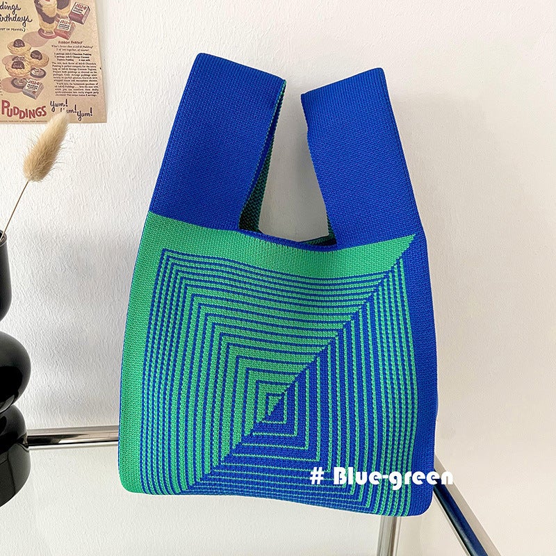 Bag Niche Design Knitted Love All-Match Personalized Knitted Shoulder Woven Bag Handbag Tote Bag Women'S Bag - Image 1