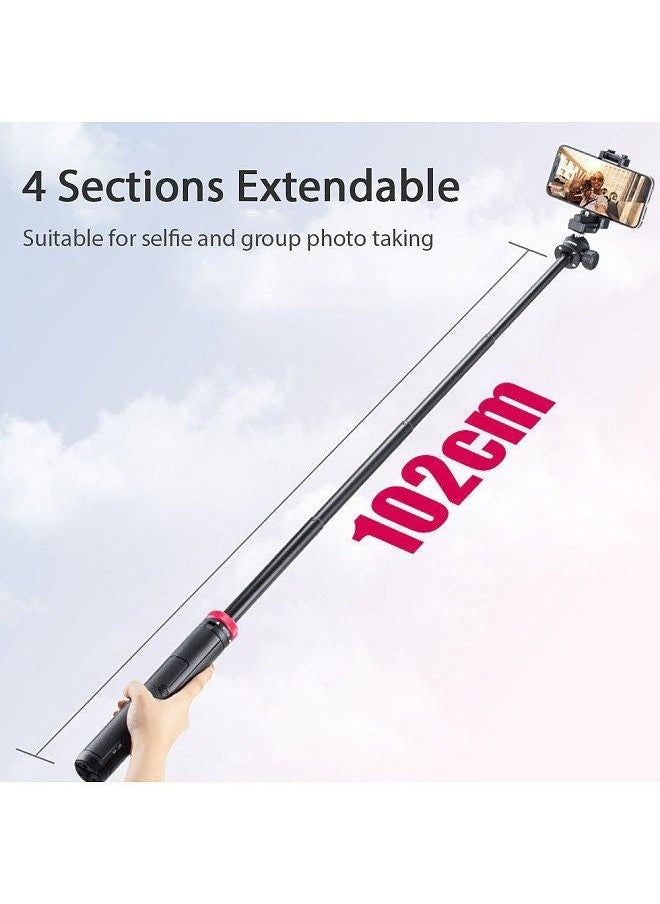 Ulanzi - MT-44 Extendable Mini Tripod Stand Flexible Portable Selfie Stick with 360° Rotatable Ball Head Quick Release Plate Phone Clip Max. Load Bearing 1.5kg - Image 1