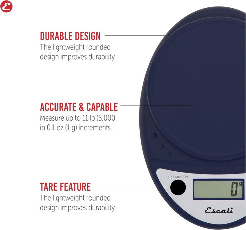 Escali Primo Digital Food Scale in Royal Blue - Compact and Durable Kitchen Scale with Tare Function - Image 2