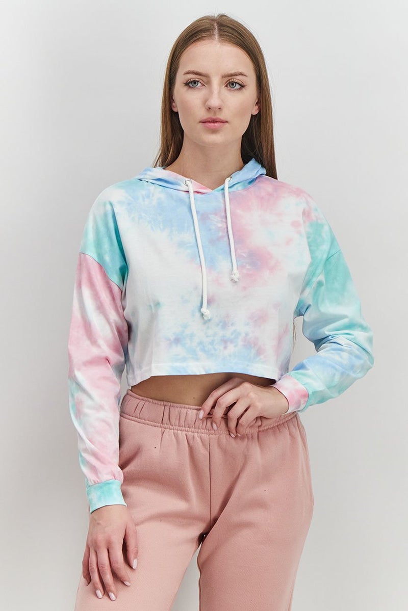 XOXO Women Sportswear Fit Long Sleeve Running Sweatshirt, Blue and Pink - Image 1