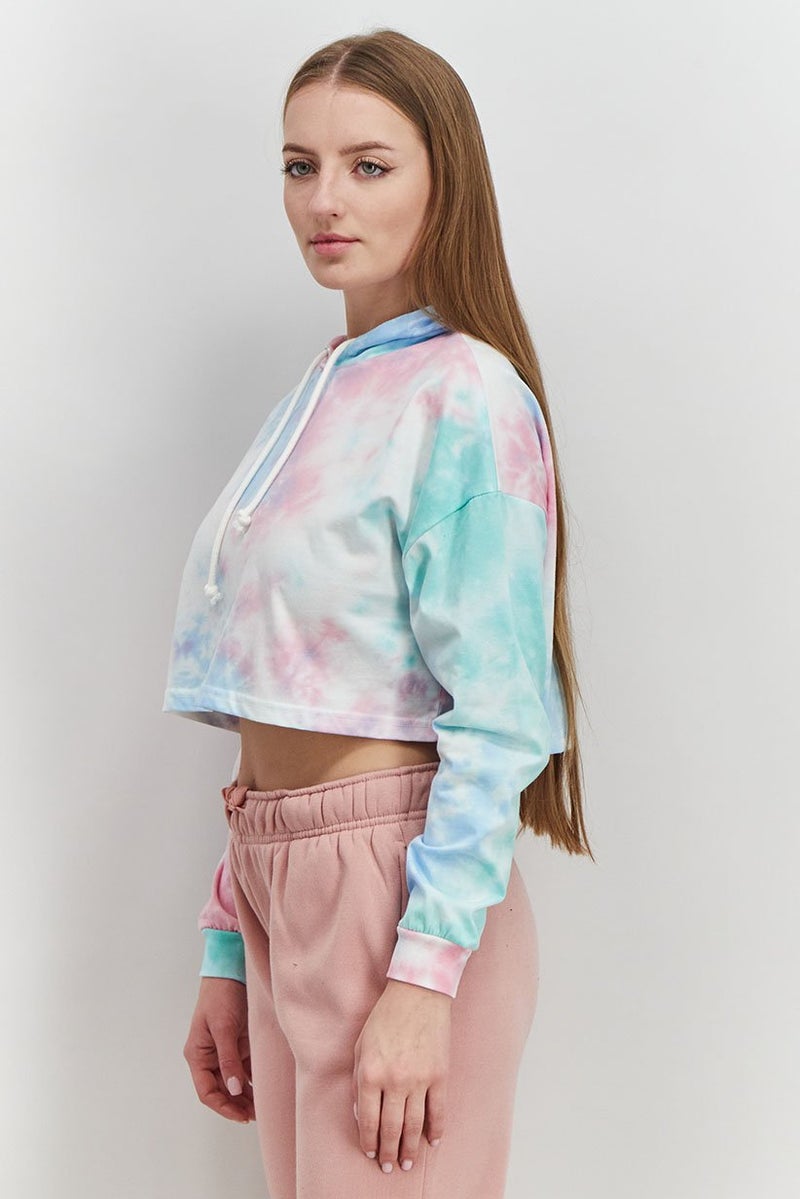 XOXO Women Sportswear Fit Long Sleeve Running Sweatshirt, Blue and Pink - Image 4