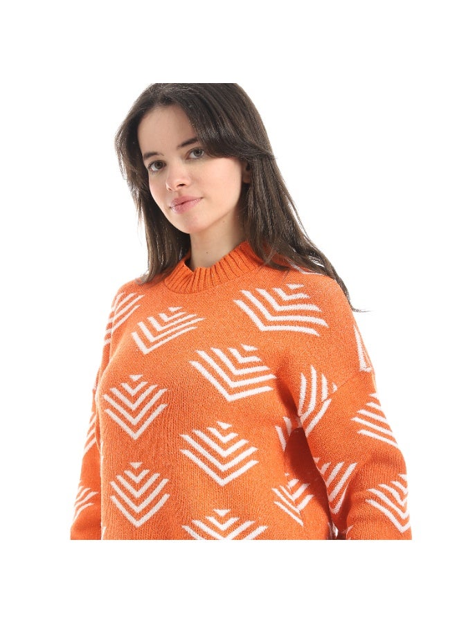 سيزار بلوفر صوف حريمي برقبة دائرية ومزود بنقوش - Image 5