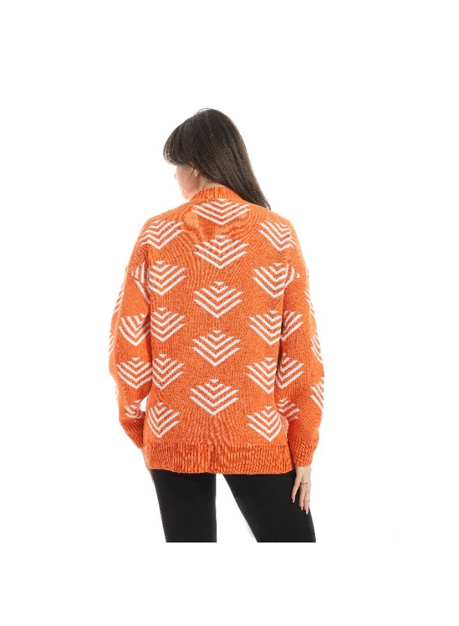 سيزار بلوفر صوف حريمي برقبة دائرية ومزود بنقوش - Image 3